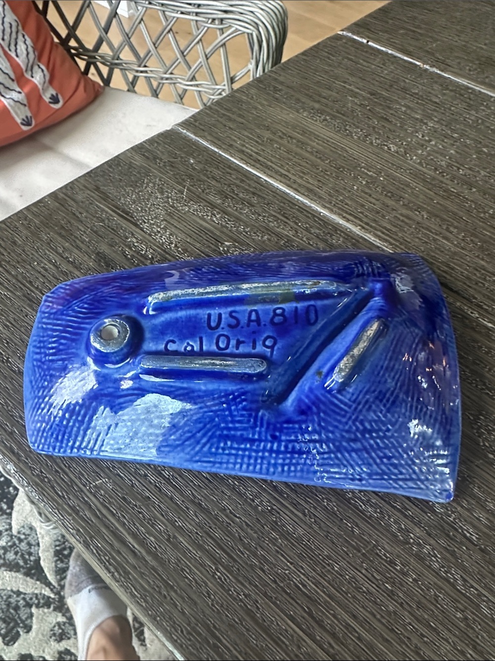 Mid century modern collectible blue and green ashtray rare 5x7 vintage califor - Picture 5 of 5